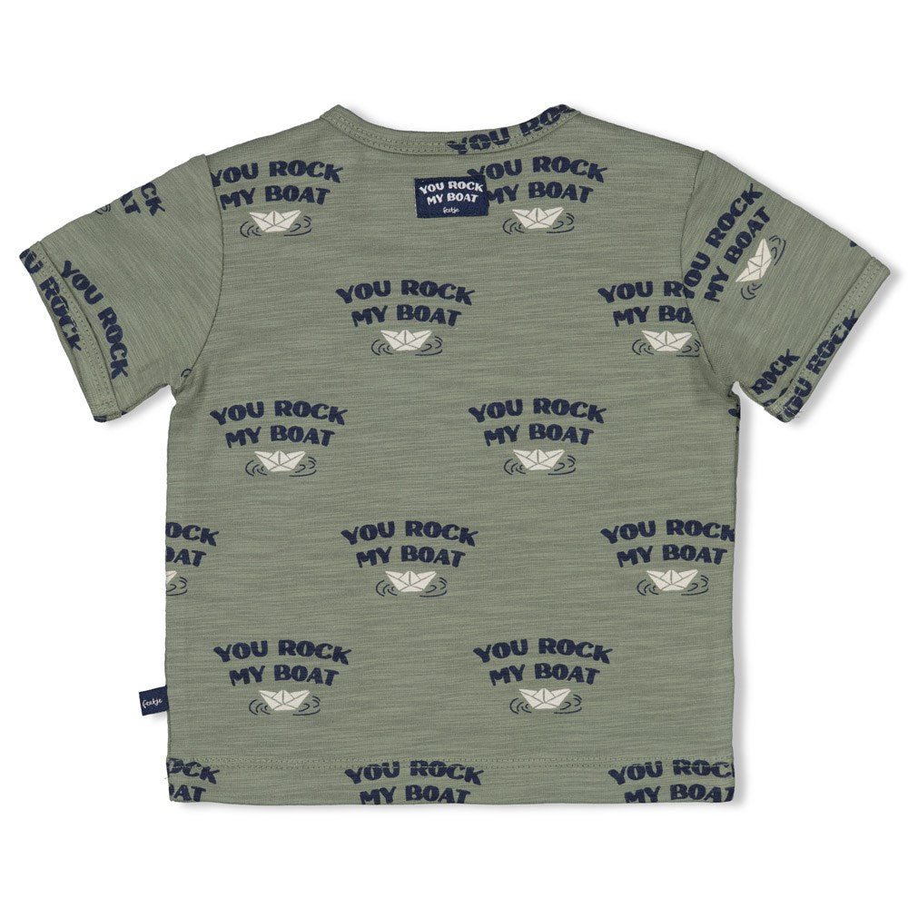Feetje - t-shirt groen print - Rock my boat