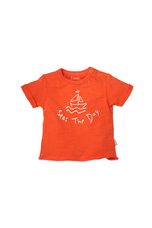 Bess - t-shirt seas the day rood - zomer boys
