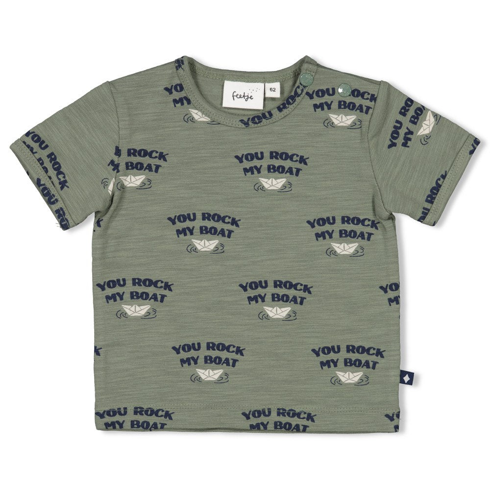 Feetje - t-shirt groen print - Rock my boat