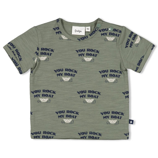 Feetje - t-shirt groen print - Rock my boat