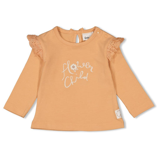 Feetje - longsleeve abrikoos - Flower Field