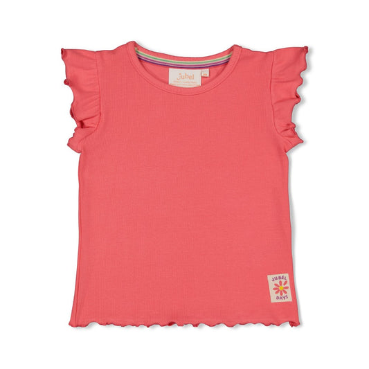 Jubel - t-shirt rib koraal - Picknick Perfect